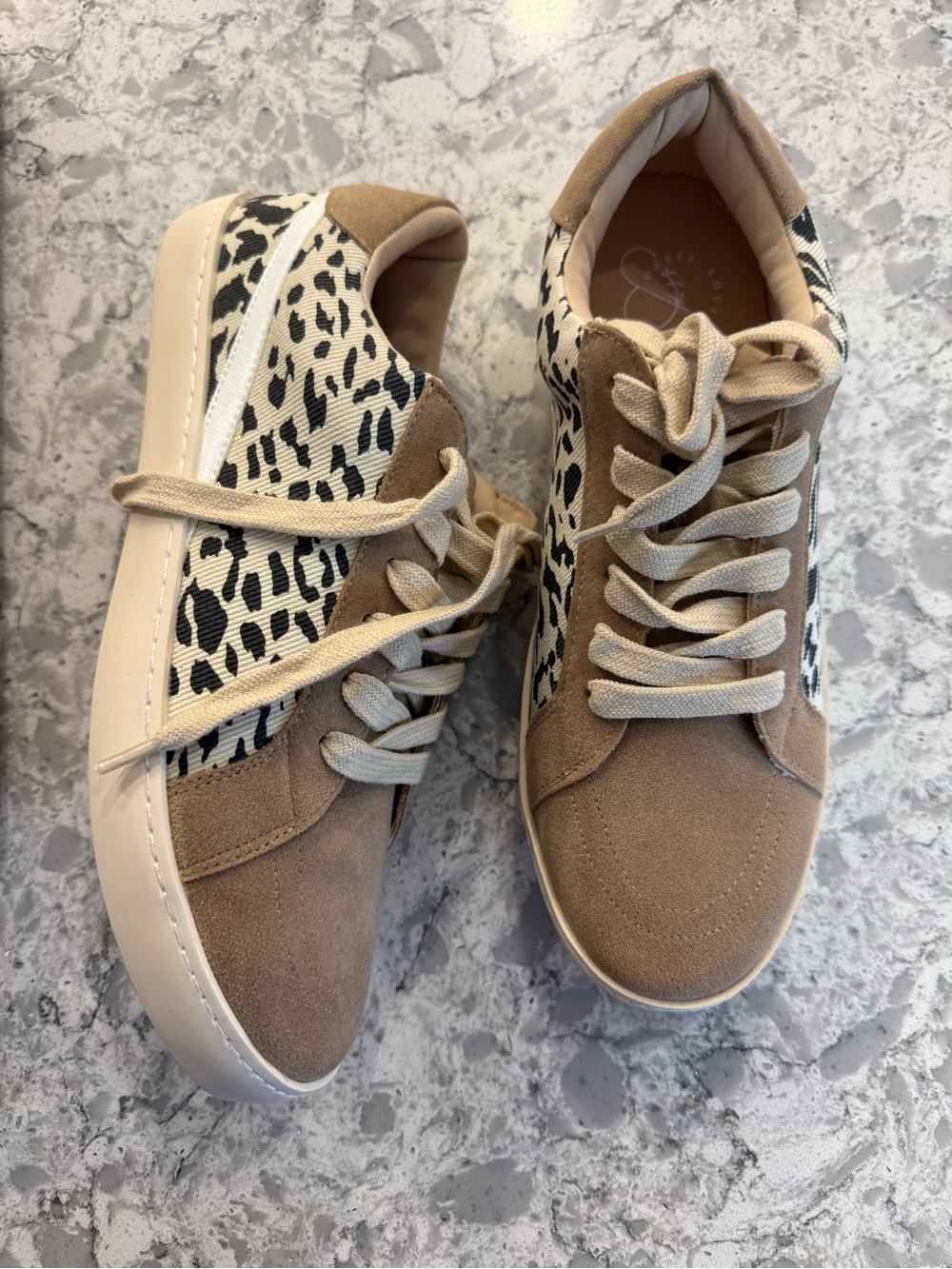 Jordan Women's Tan and Black Leopard-Print Sneakers